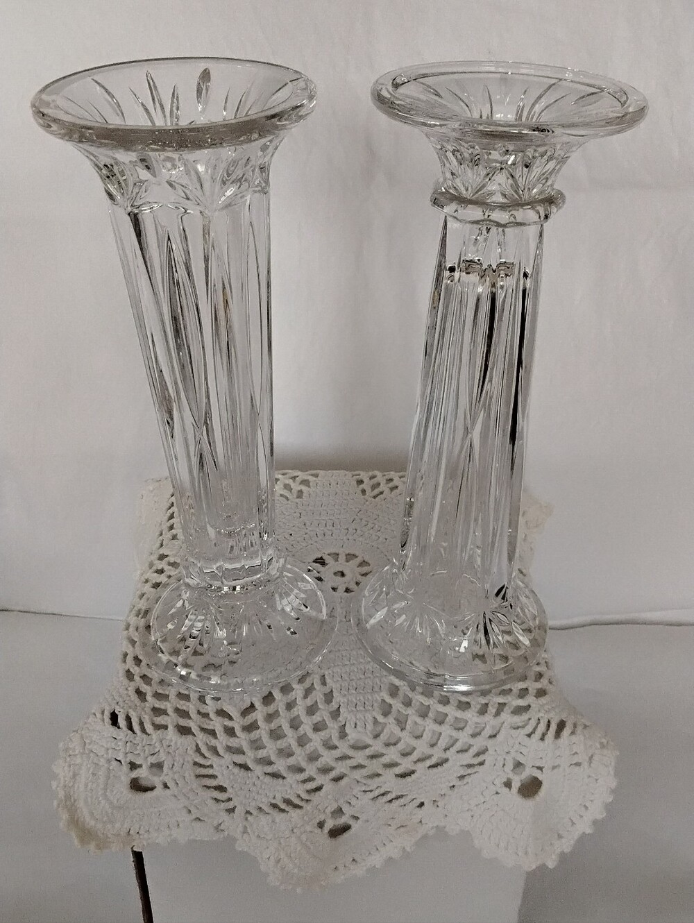Princess House Highlights Lead Crystal  Bud Vases / Candle Holders / Pair